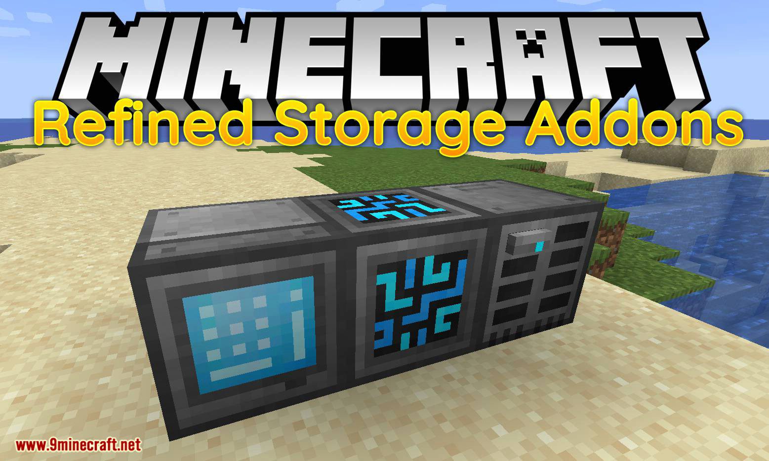 Mod de complementos de almacenamiento refinado para el logotipo de Minecraft